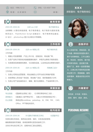 电子商务运营专员求职简历模板