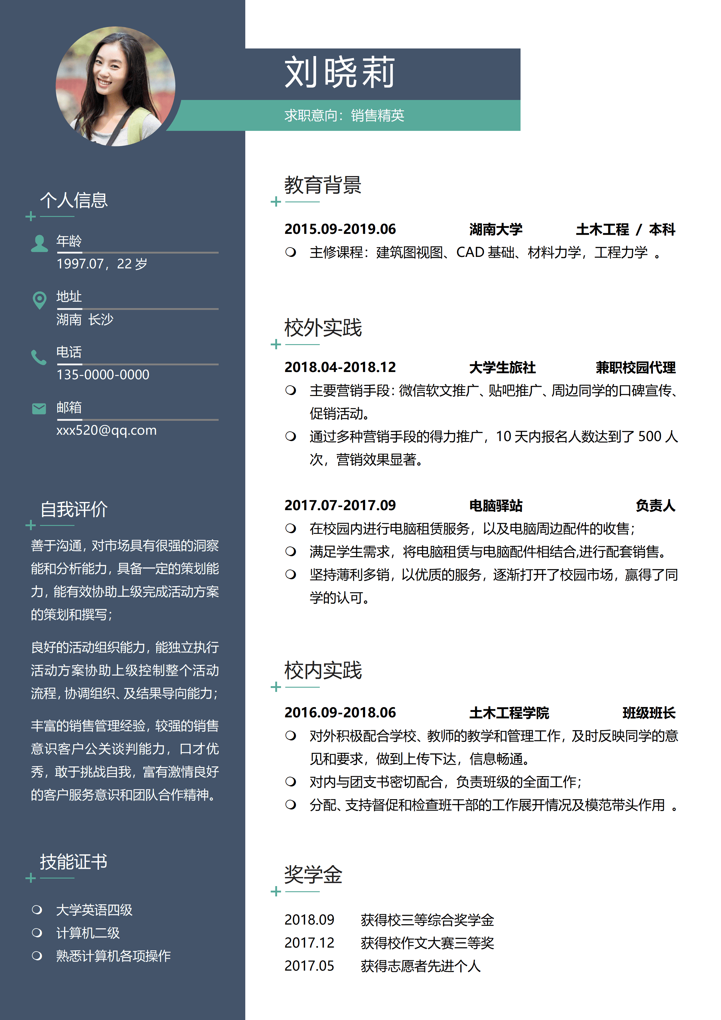 ELSS-086销售精英结构化免费简历模板/