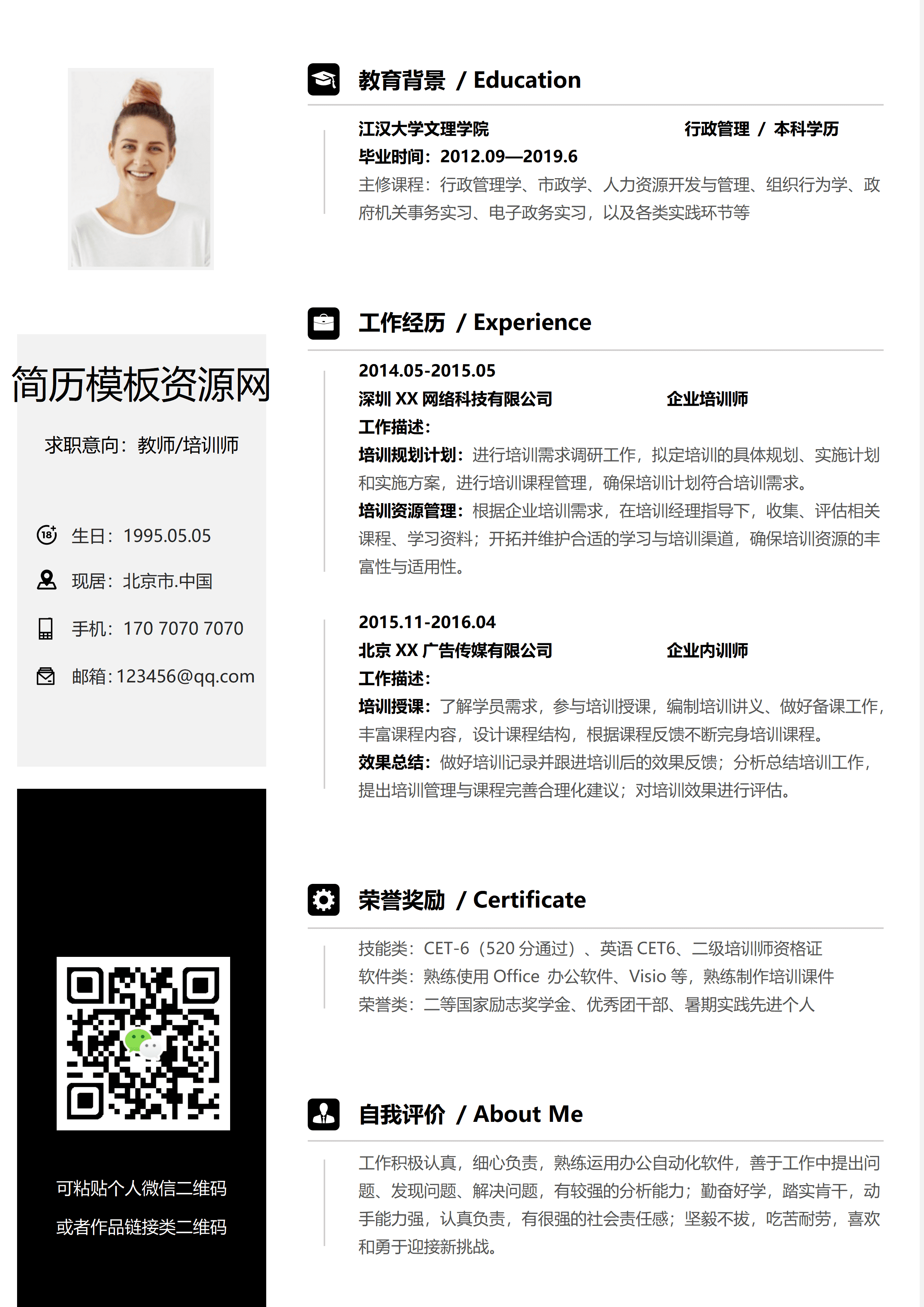 ELSY-0075企业培训师讲师简历/