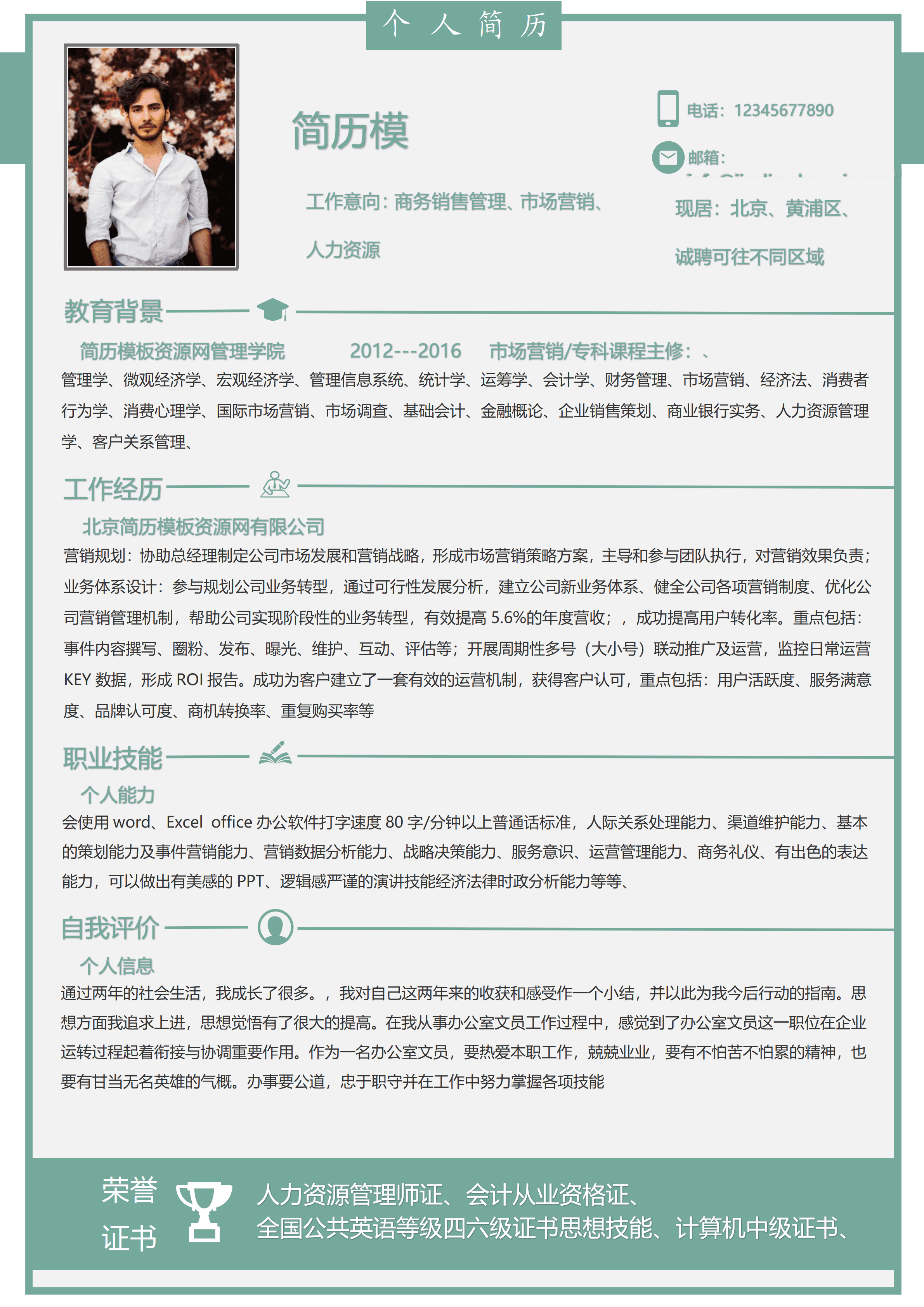 ELSS-071商务销售管理市场营销人力资源1-3年/