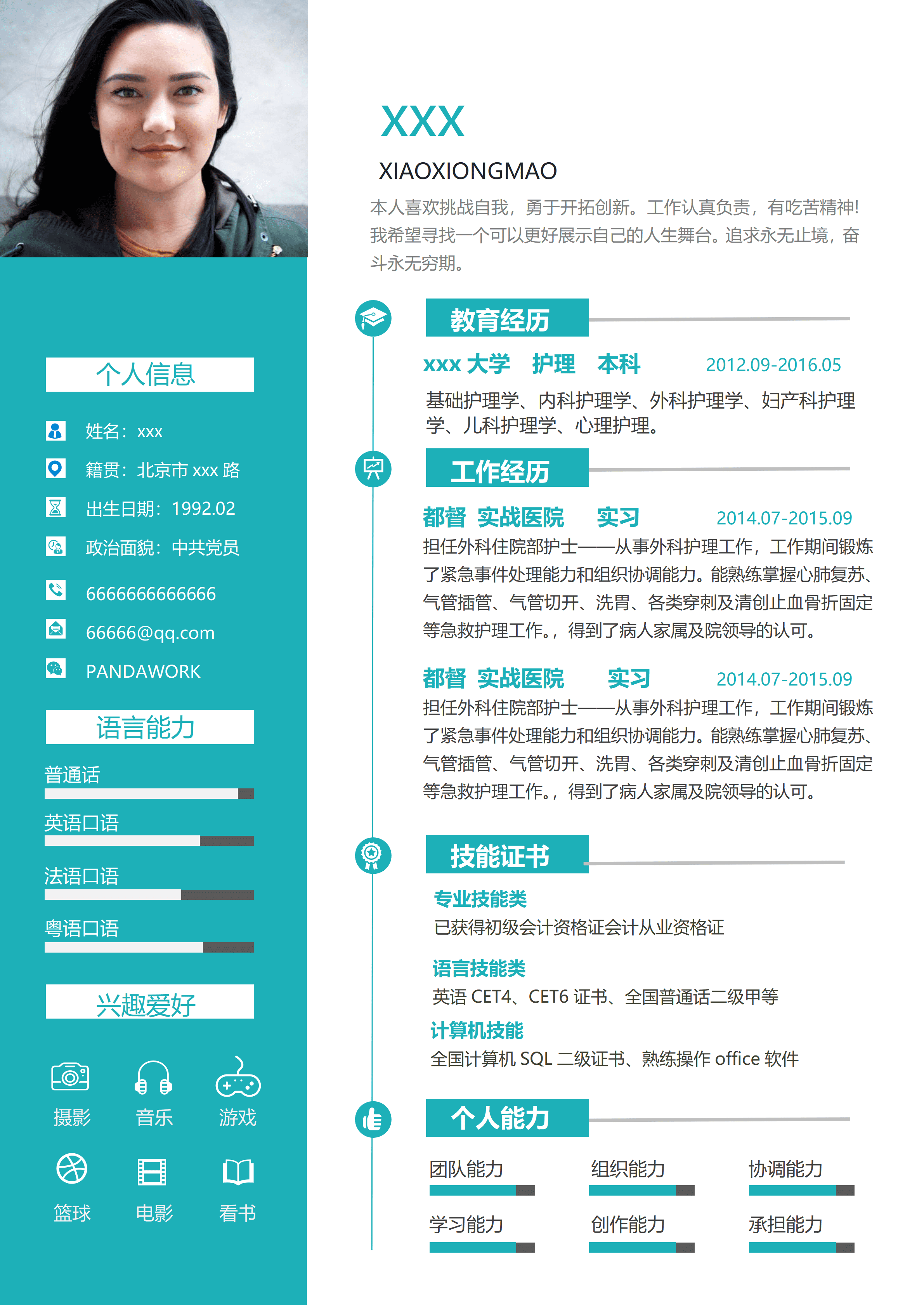 ELSSS-037外科急救护理与临床实习经历简历模板/