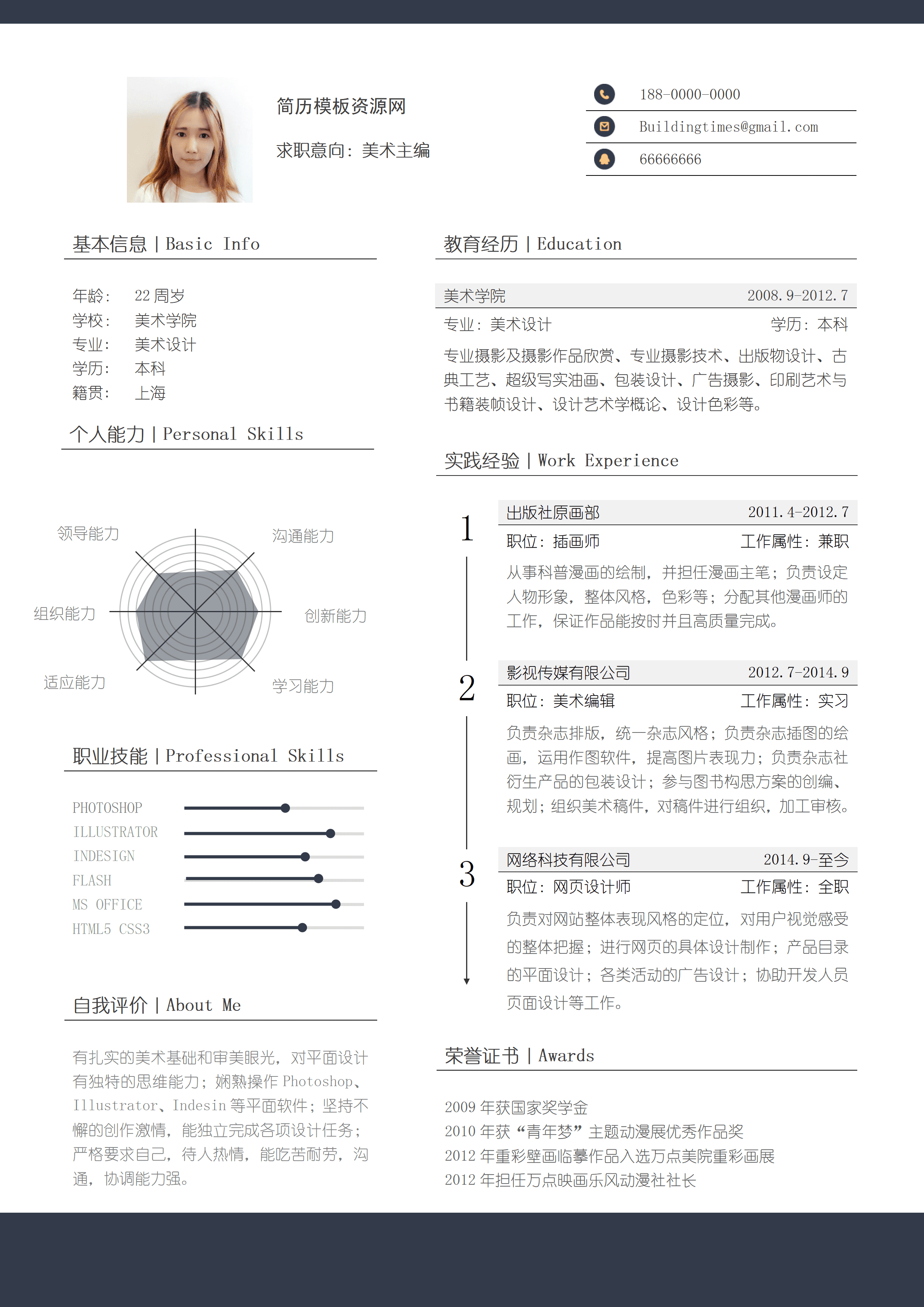 ELWY-4025美术主编简历模板word免费版/