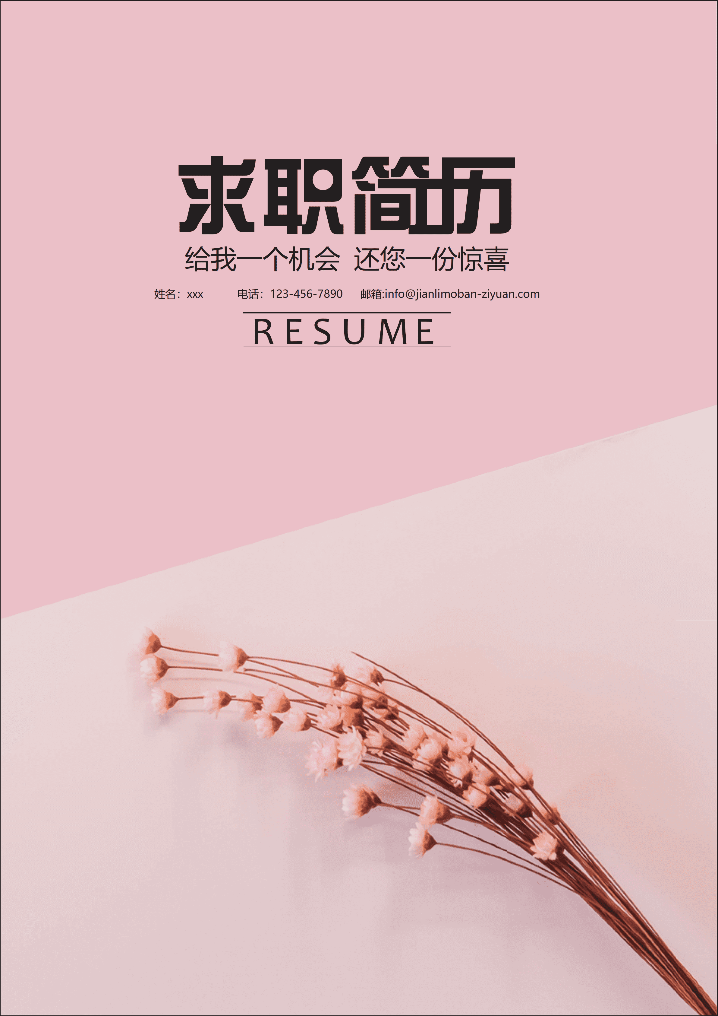 ELWY-2082时尚现代花朵求职简历封面模板/