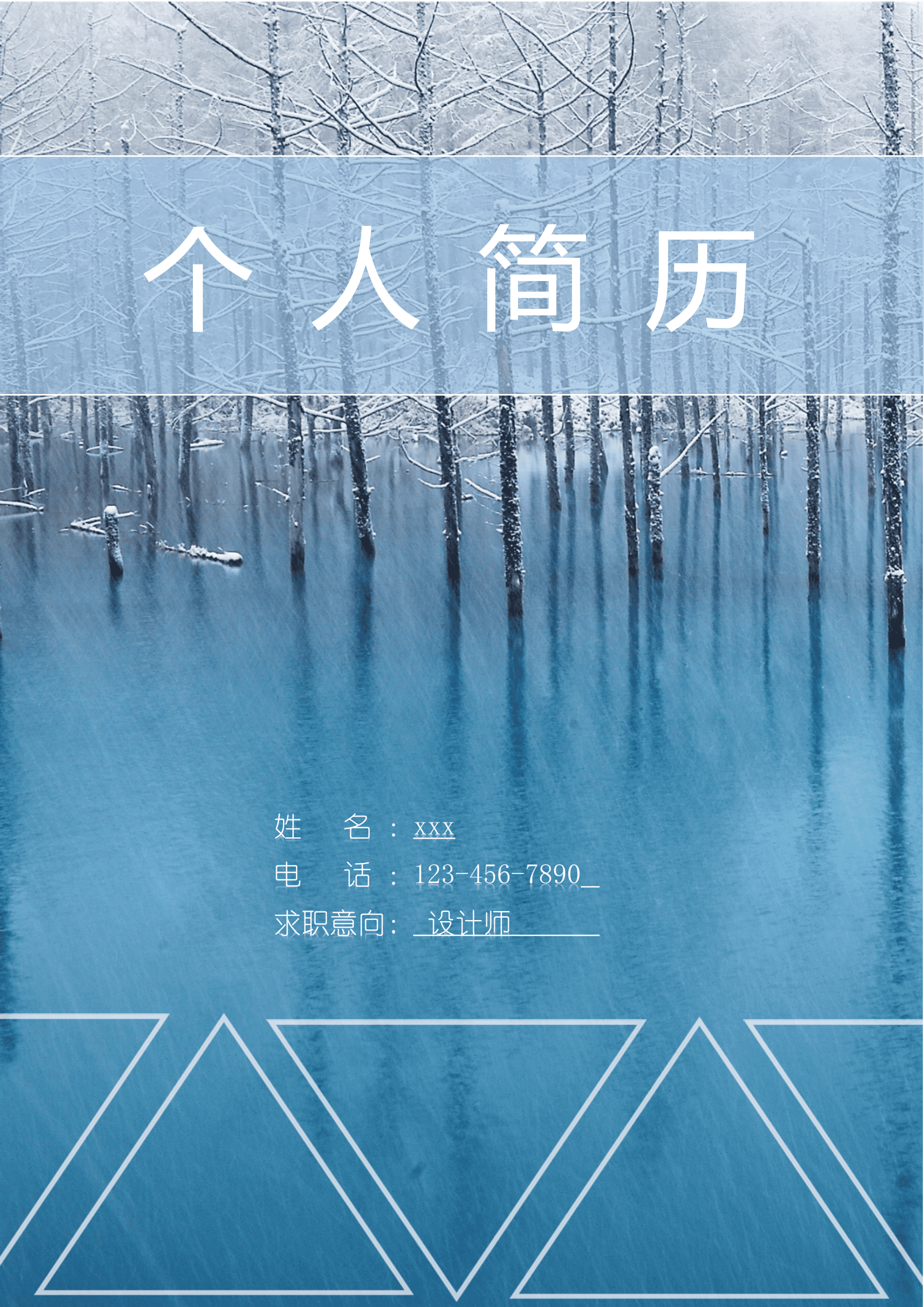 ELWY-2089雪花纷飞风格个人简历封面模板/
