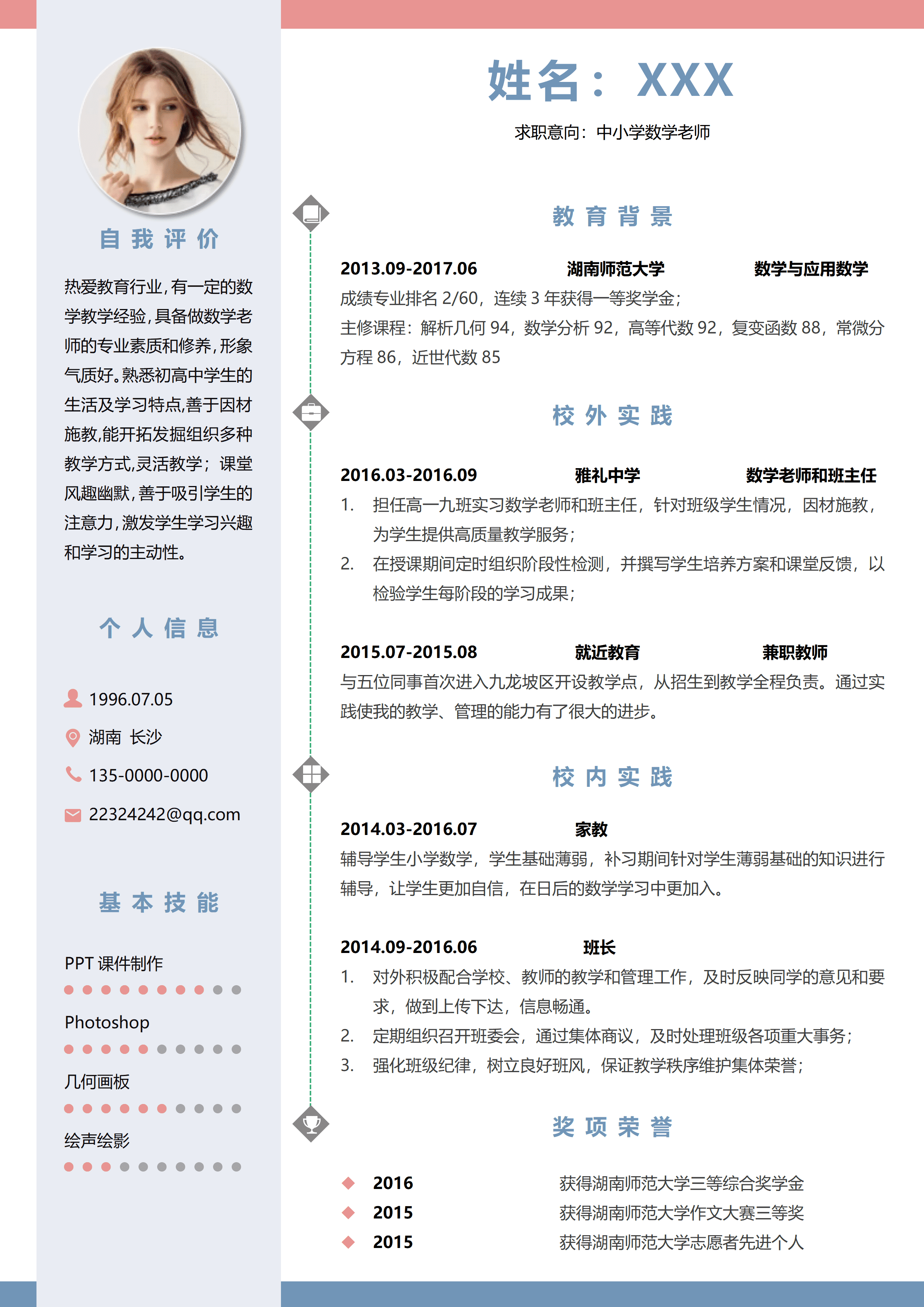 LYZW-1014中小学数学教师教学经验简历/