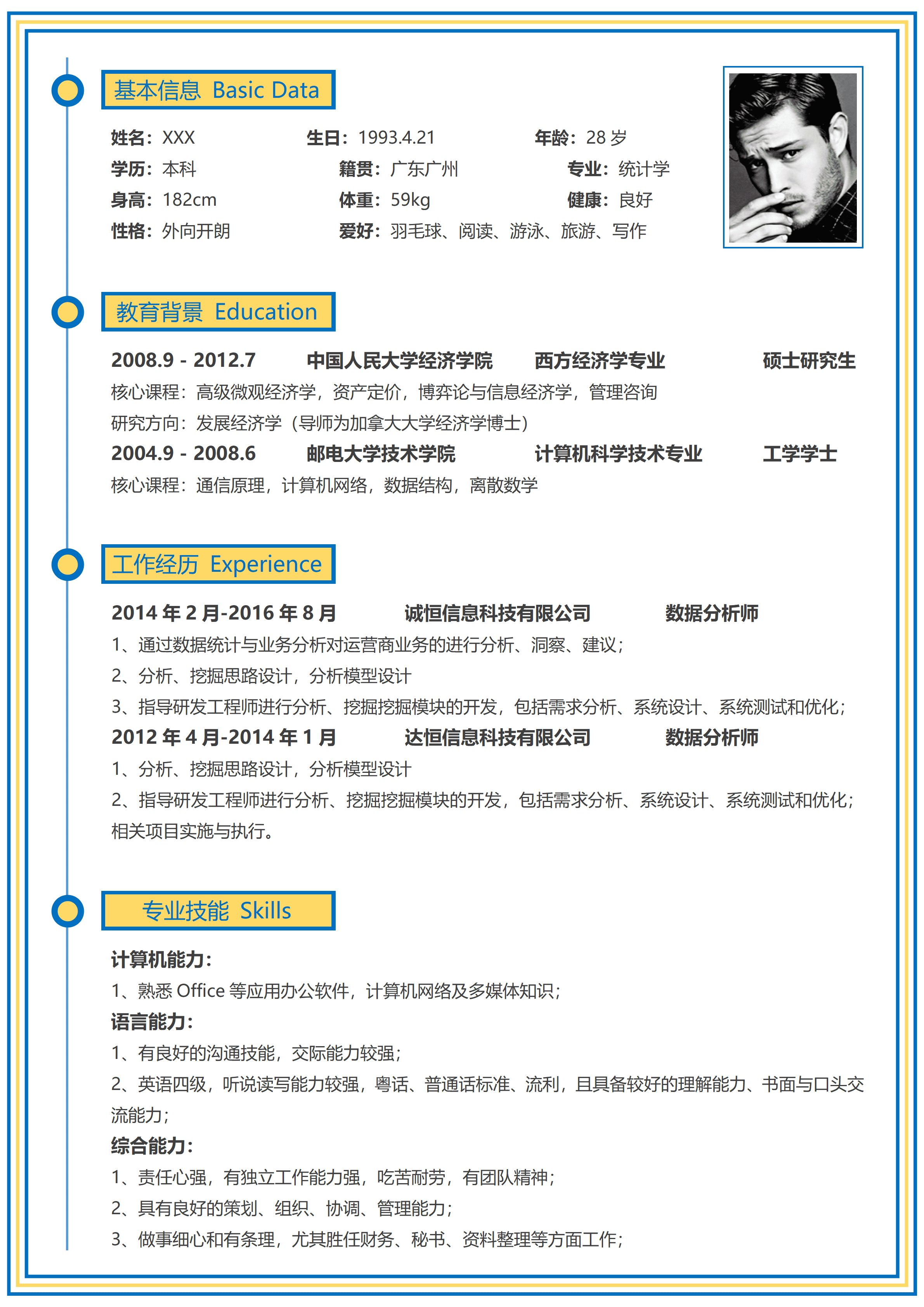 LYZW-1025经济学硕士Word简历模板/