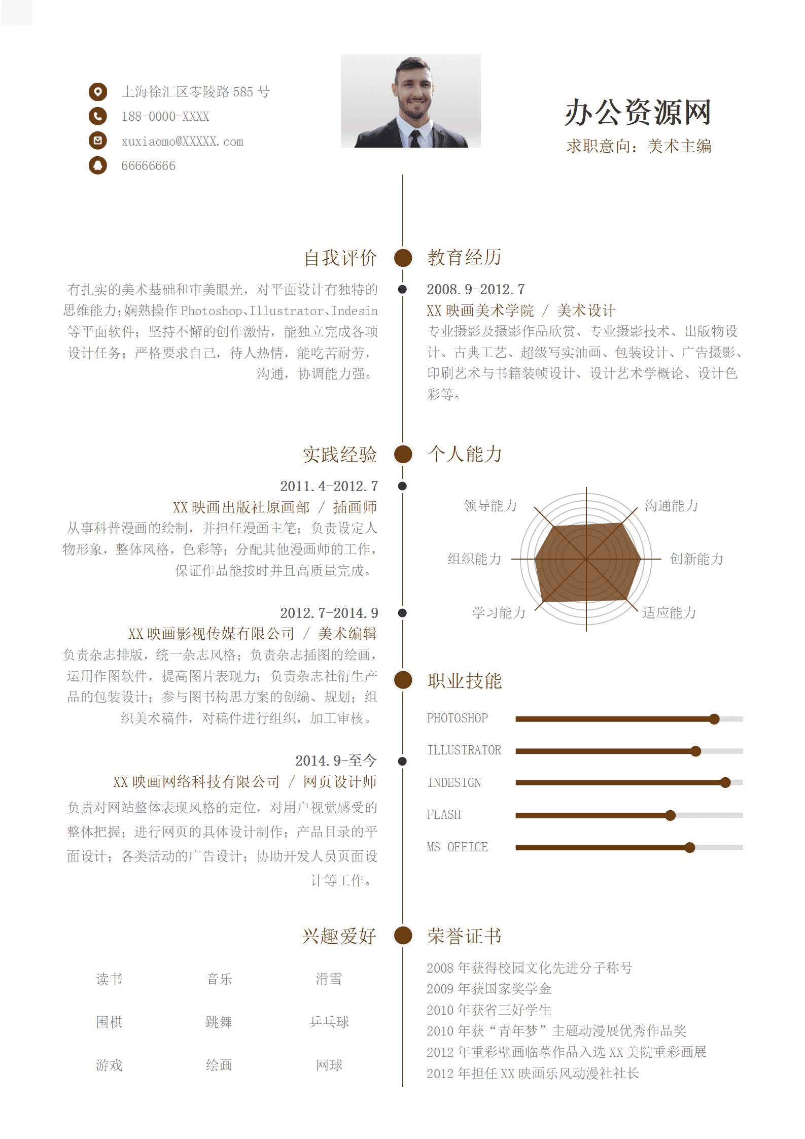 ELJY-1035简约风美术主编Word简历模板/